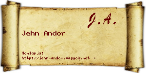 Jehn Andor névjegykártya